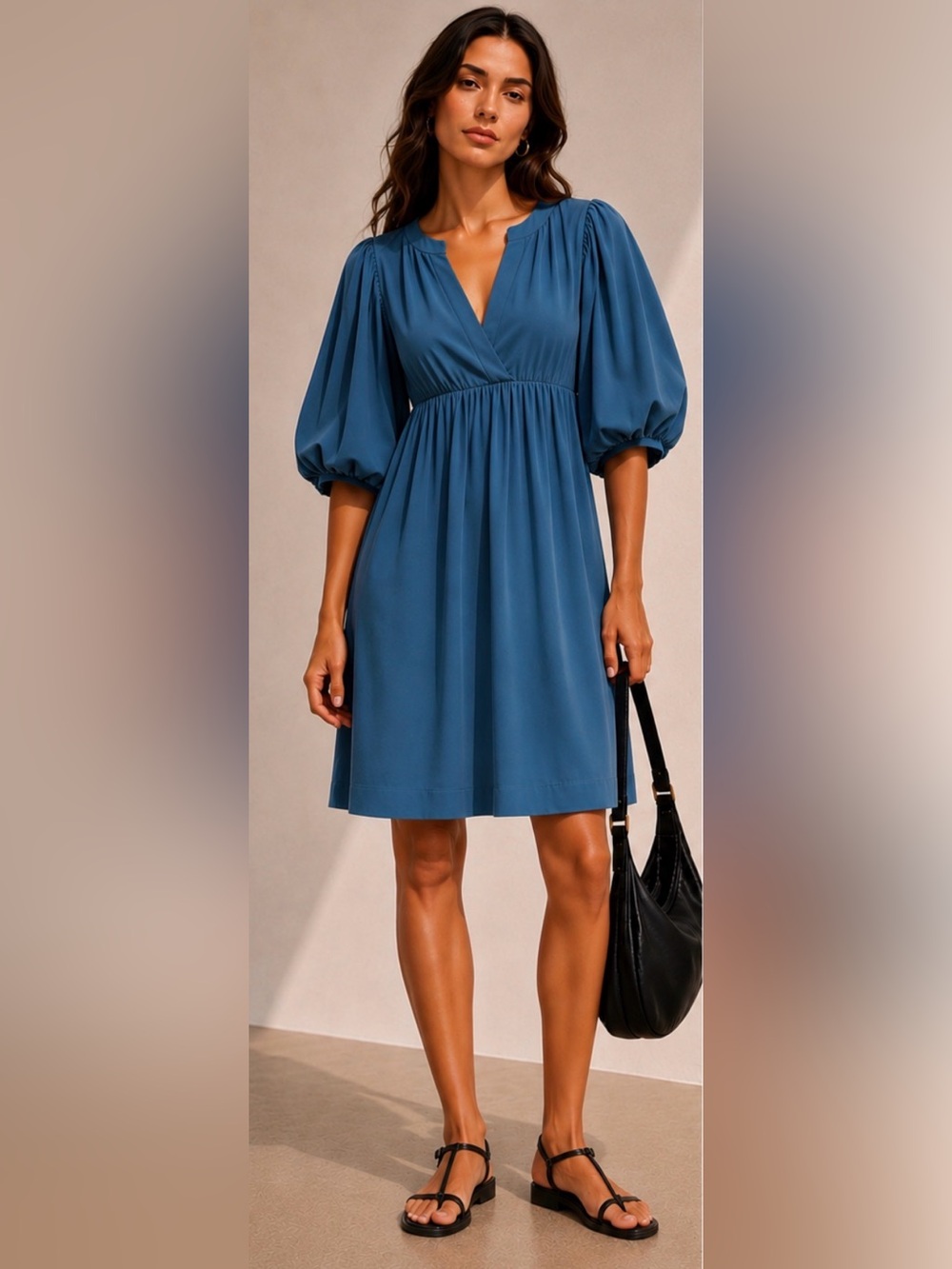 Max & Cleo Empire Waist Balloon Sleeve Dress